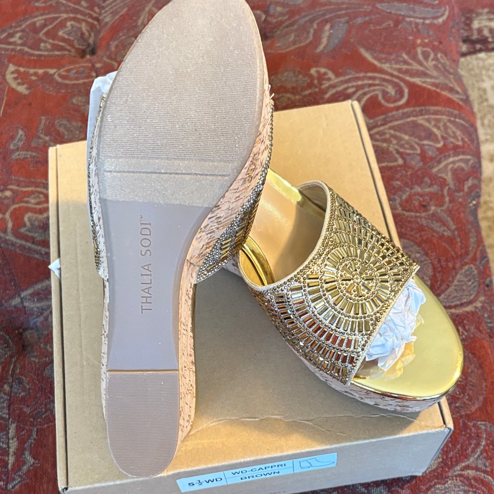 Thalia Sodi Radiant Gold Mules with Embellishments - Picture 5 of 5